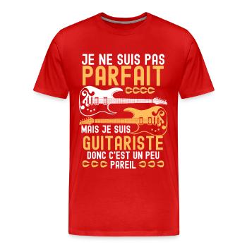 Pas parfait mais je suis guitariste 3 - T-shirt bio Premium Homme - rouge - Devant - Damien (186cm)