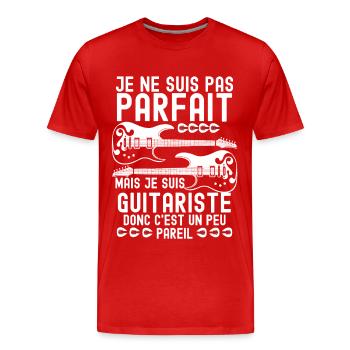 Pas parfait mais je suis guitariste 2 - T-shirt bio Premium Homme - rouge - Devant - Damien (186cm)