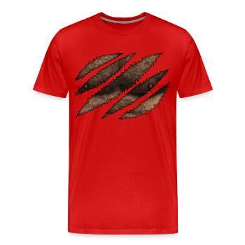 Bärentatze - Männer Premium Bio T-Shirt - Rot - Vorne - Damien (186cm)