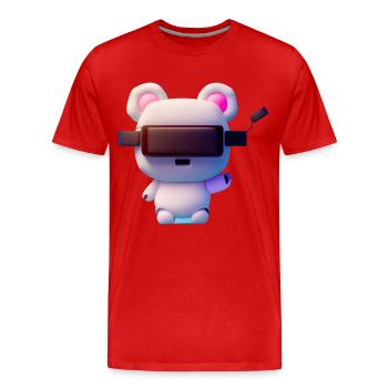 Bär mit Virtual Reality Headset - Männer Premium Bio T-Shirt - Rot - Vorne - Damien (186cm)