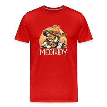 Meowdy Katze Howdy Meme Western Cowboy Kätzchen - Männer Premium Bio T-Shirt - Rot - Vorne - Damien (186cm)