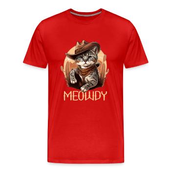 Meowdy Katze Howdy Meme Western Cowboy Kätzchen - Männer Premium Bio T-Shirt - Rot - Vorne - Damien (186cm)