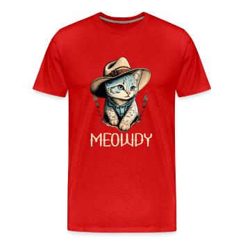 Meowdy Katze Howdy Meme Western Cowboy Kätzchen - Männer Premium Bio T-Shirt - Rot - Vorne - Damien (186cm)