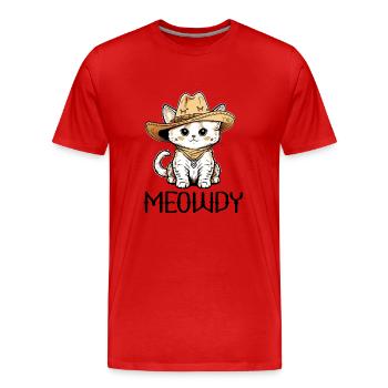 Meowdy Katze Howdy Meme Western Cowboy Kätzchen - Männer Premium Bio T-Shirt - Rot - Vorne - Damien (186cm)