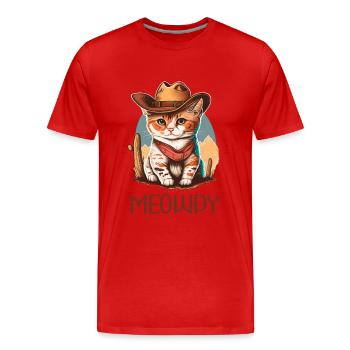 Meowdy Katze Howdy Meme Western Cowboy Kätzchen - Männer Premium Bio T-Shirt - Rot - Vorne - Damien (186cm)