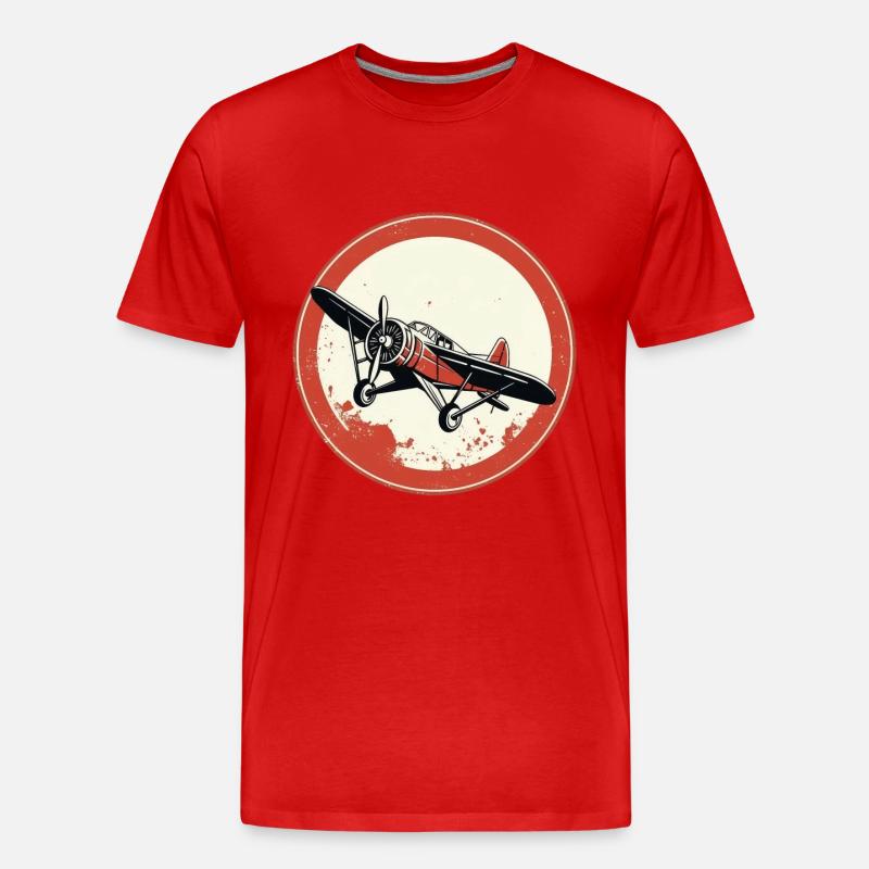 Flugzeug Retro Propeller - Männer Premium Bio T-Shirt - Rot