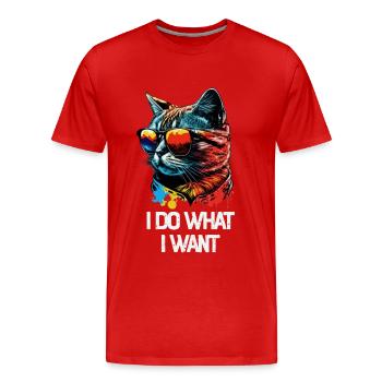 I Do What I Want Katze mit Sonnenbrille - Männer Premium Bio T-Shirt - Rot - Vorne - Damien (186cm)