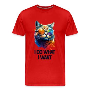 I Do What I Want Katze mit Sonnenbrille - Männer Premium Bio T-Shirt - Rot - Vorne - Damien (186cm)