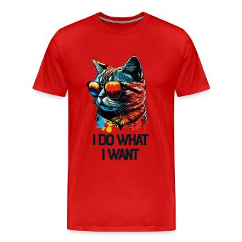 I Do What I Want Katze mit Sonnenbrille - Männer Premium Bio T-Shirt - Rot - Vorne - Damien (186cm)