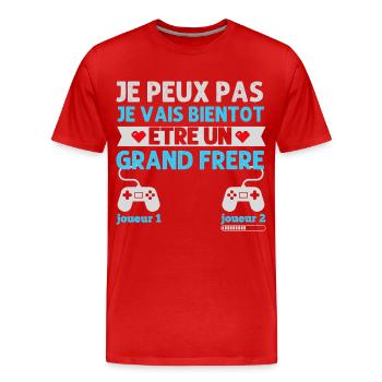 Grand frère futur grand frère humour gamer cadeau - T-shirt bio Premium Homme - rouge - Devant - Damien (186cm)