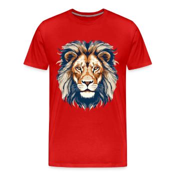 Lion Lion Head Predator Vintage Retro Art - T-shirt bio Premium Homme - rouge - Devant - Damien (186cm)