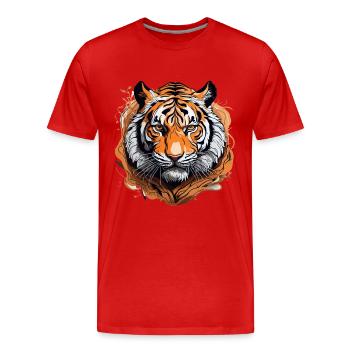 Félin majestueux aux lignes complexes et détaillées - T-shirt bio Premium Homme - rouge - Devant - Damien (186cm)