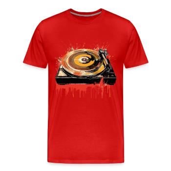 Disque Vinyle LP Platine Rétro - T-shirt bio Premium Homme - rouge - Devant - Damien (186cm)
