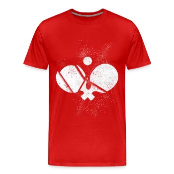 Tischtennis Tischtennisschläger Tischtennisball - Männer Premium Bio T-Shirt - Rot - Vorne - Damien (186cm)
