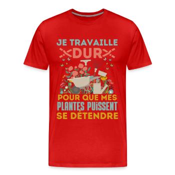 Humour jardinage jardin plantes - T-shirt bio Premium Homme - rouge - Devant - Damien (186cm)