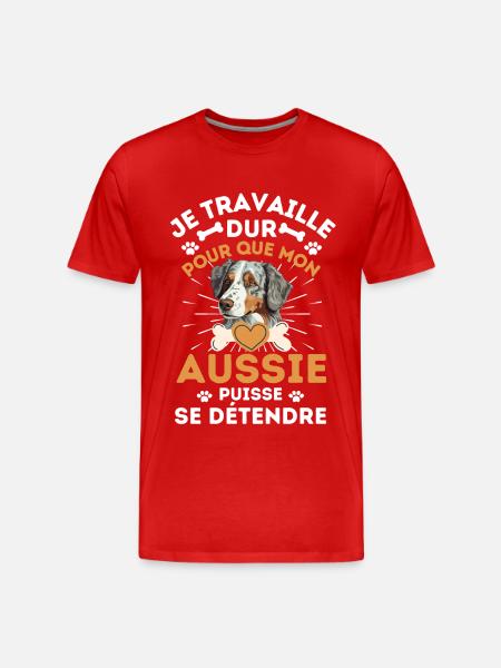 Aussie dog berger australien - T-shirt bio Premium Homme - rouge