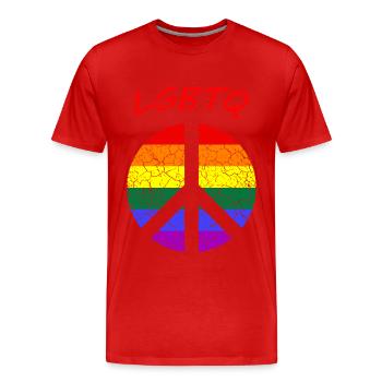Peace Love LGBTQ CSD - Männer Premium Bio T-Shirt - Rot - Vorne - Damien (186cm)