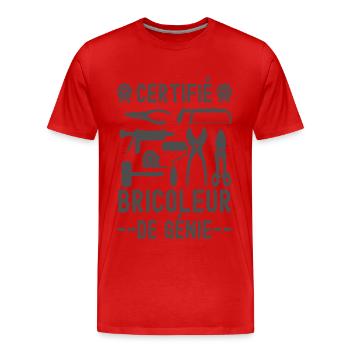 Certifié bricoleur de génie 7 - T-shirt bio Premium Homme - rouge - Devant - Damien (186cm)