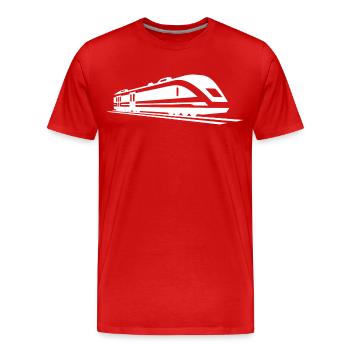 Dessin de train - T-shirt bio Premium Homme - rouge - Devant - Damien (186cm)