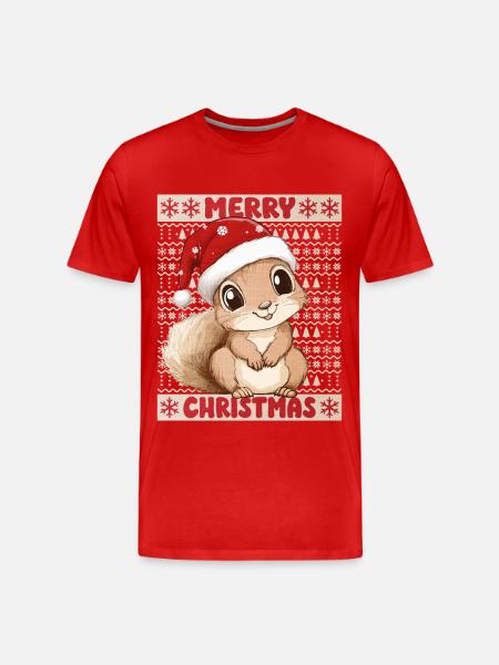 Écureuil Moche Noël Noël Doux Noël - T-shirt bio Premium Homme - rouge