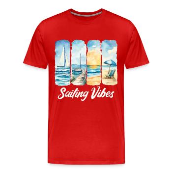 Découvrez l’atmosphère de la navigation en bord de mer - T-shirt bio Premium Homme - rouge - Devant - Damien (186cm)