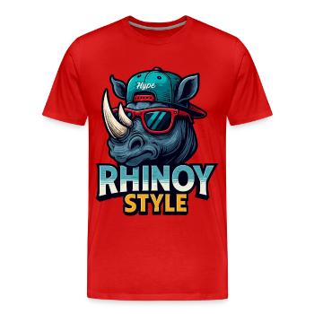 RHINOY STYLE - Männer Premium Bio T-Shirt - Rot - Vorne - Damien (186cm)