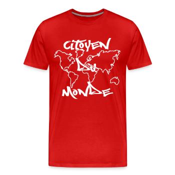 citoyen du monde - T-shirt bio Premium Homme - rouge - Devant - Damien (186cm)