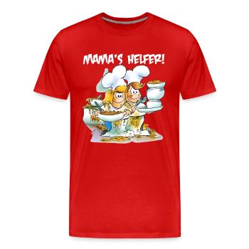 Mama's Helfer - Männer Premium Bio T-Shirt - Rot - Vorne - Damien (186cm)