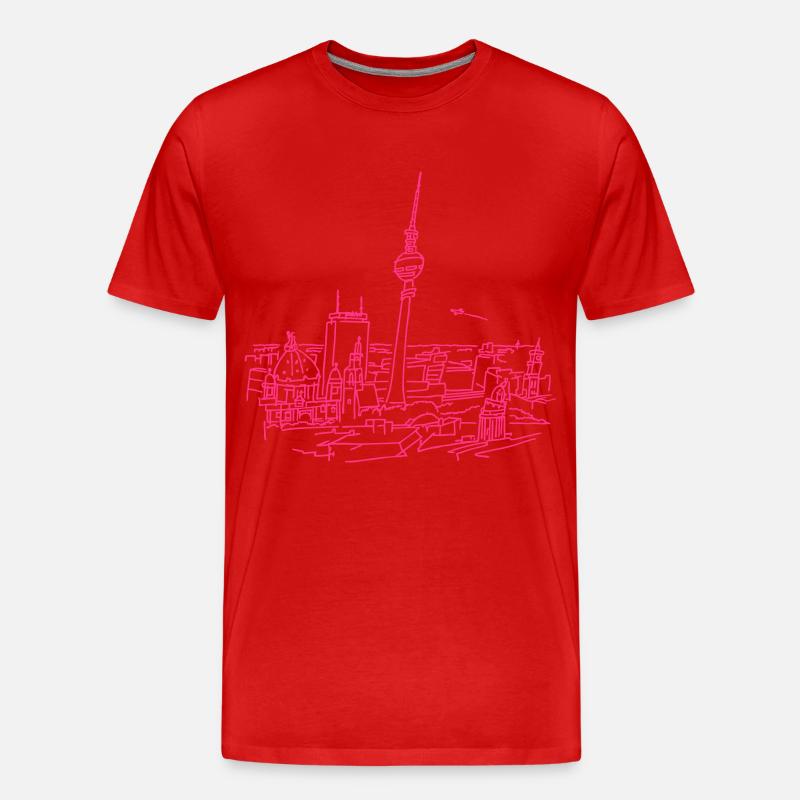 Berlin Panorama - Männer Premium Bio T-Shirt - Rot