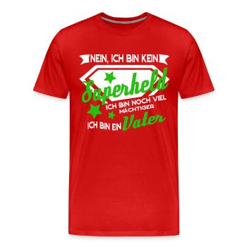 Papa ist mein Superheld - Männer Premium Bio T-Shirt - Rot - Vorne - Damien (186cm)
