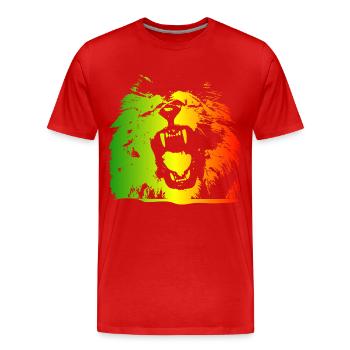 lion rasta - T-shirt bio Premium Homme - rouge - Devant - Damien (186cm)
