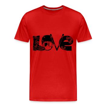 Tee-shirt coureur de ski | Apre ski cadeaux au domaine skiable - T-shirt bio Premium Homme - rouge - Devant - Damien (186cm)