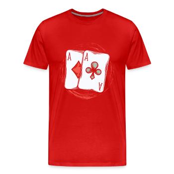 Poker | Cartes De Cartes De Poker Cartes Cadeaux - T-shirt bio Premium Homme - rouge - Devant - Damien (186cm)