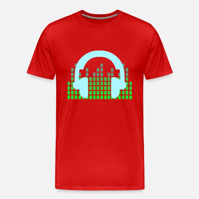 DJ Musik Disco Kopfhörer - Männer Premium Bio T-Shirt - Rot