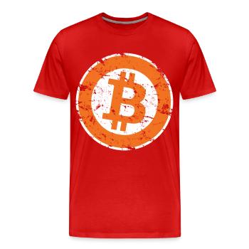 Logo Bitcoin Crypto Trader Gift Hommes Femmes & Enfants - T-shirt bio Premium Homme - rouge - Devant - Damien (186cm)