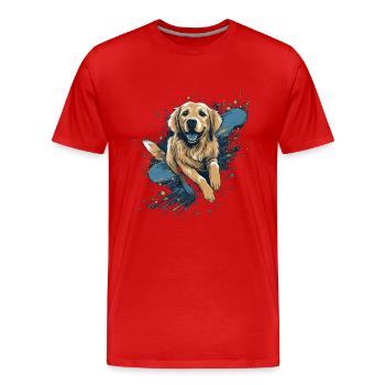 Golden-retriever Dock-Diving into Water - Men's Premium Organic T-Shirt - red - Front - Damien (186cm)