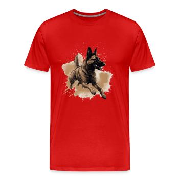 Belgian Malinois springt ins Wasser - Männer Premium Bio T-Shirt - Rot - Vorne - Damien (186cm)