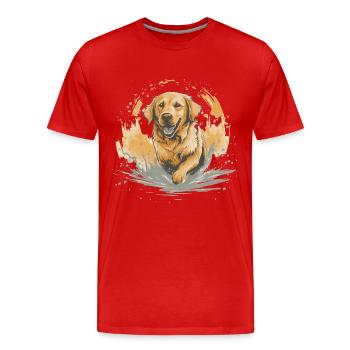 Golden-retriever Dock-Diving into Water - Men's Premium Organic T-Shirt - red - Front - Damien (186cm)