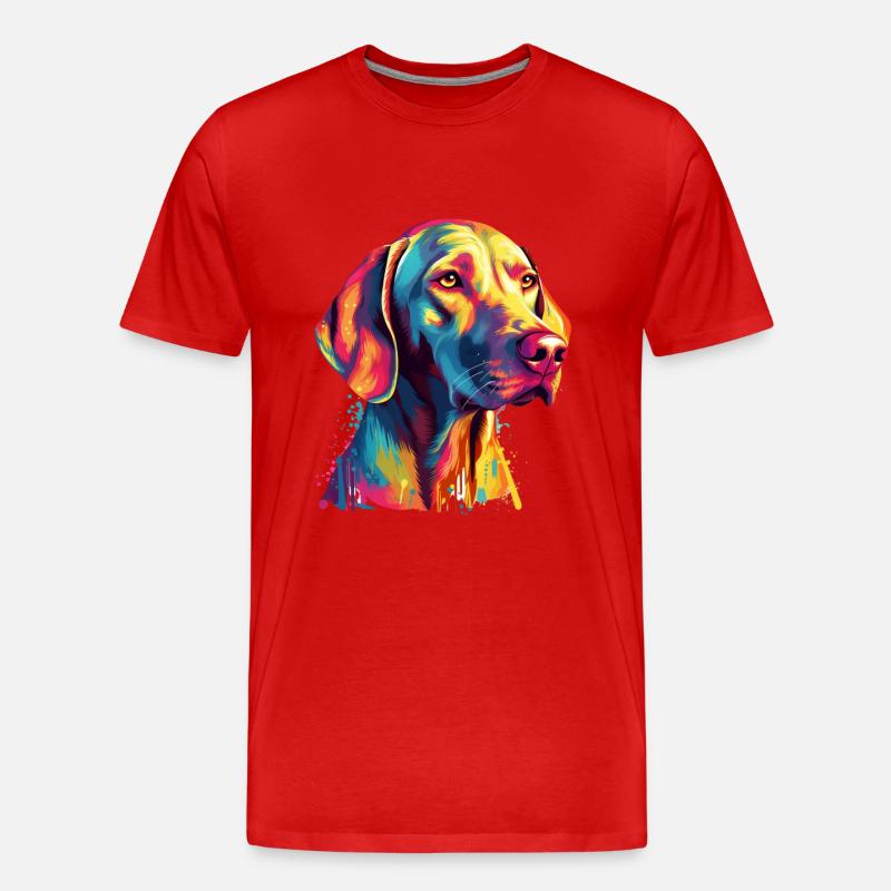 Buntes Weimaraner Kunstdesign - Männer Premium Bio T-Shirt - Rot
