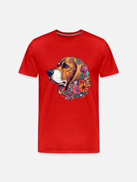 Buntes Beagle-Kunstdesign - Männer Premium Bio T-Shirt - Rot