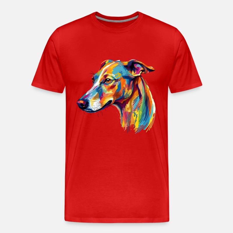 Buntes Whippet - Männer Premium Bio T-Shirt - Rot