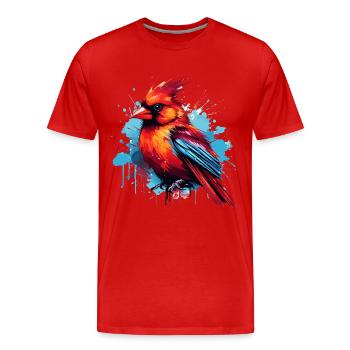 Bunter Rotkardinal Farbkleckse Farbspritzer - Männer Premium Bio T-Shirt - Rot - Vorne - Damien (186cm)