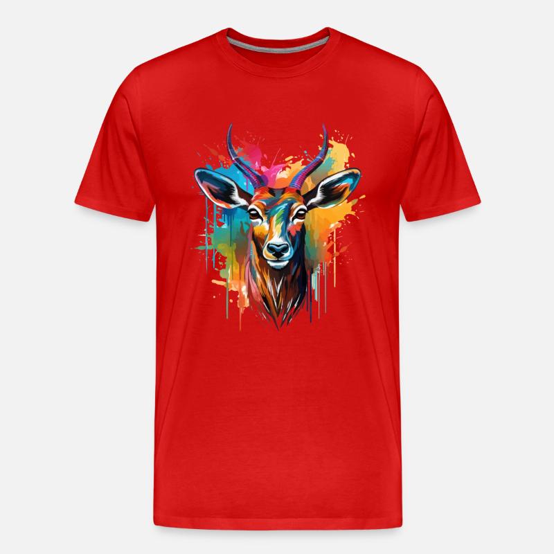 Buntes Impala Farbkleckse Farbspritzer - Männer Premium Bio T-Shirt - Rot