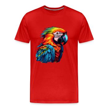 Bunter Papagei Farbkleckse - Männer Premium Bio T-Shirt - Rot - Vorne - Damien (186cm)