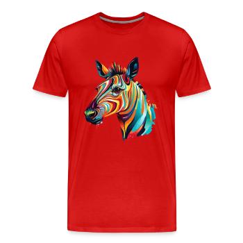 Okapi coloré éclaboussures d’éclaboussures de peinture - T-shirt bio Premium Homme - rouge - Devant - Damien (186cm)