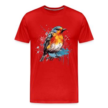 Rouge-gorge coloré, éclaboussures de peinture, éclaboussures de peinture - T-shirt bio Premium Homme - rouge - Devant - Damien (186cm)