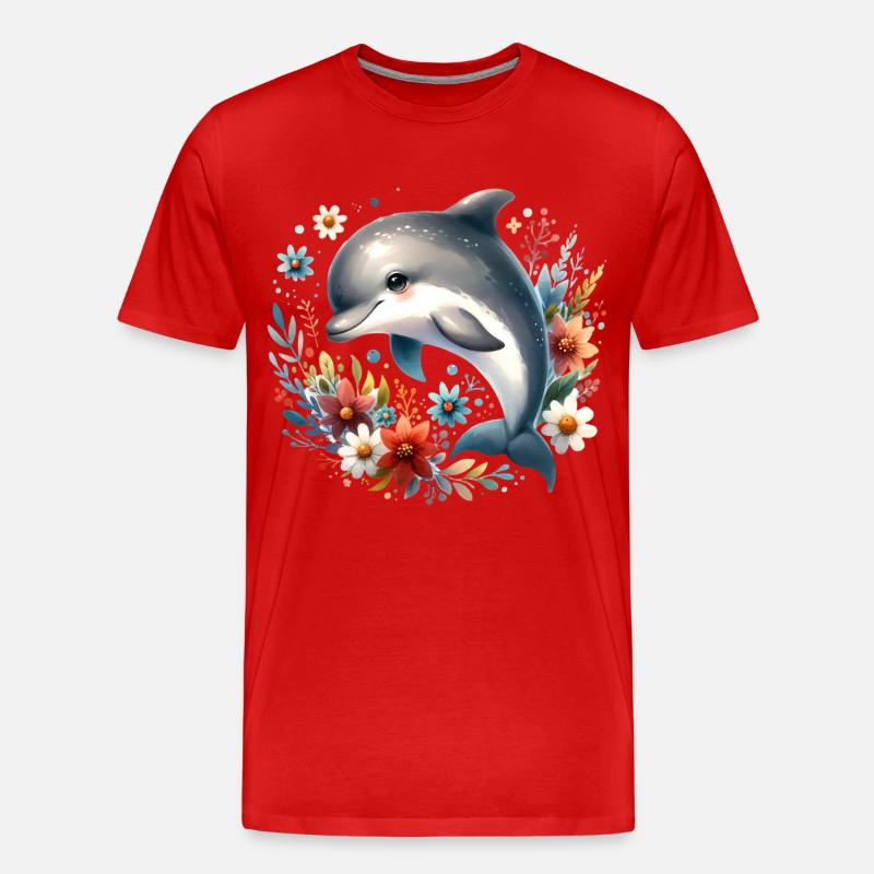 Delfin - Männer Premium Bio T-Shirt - Rot