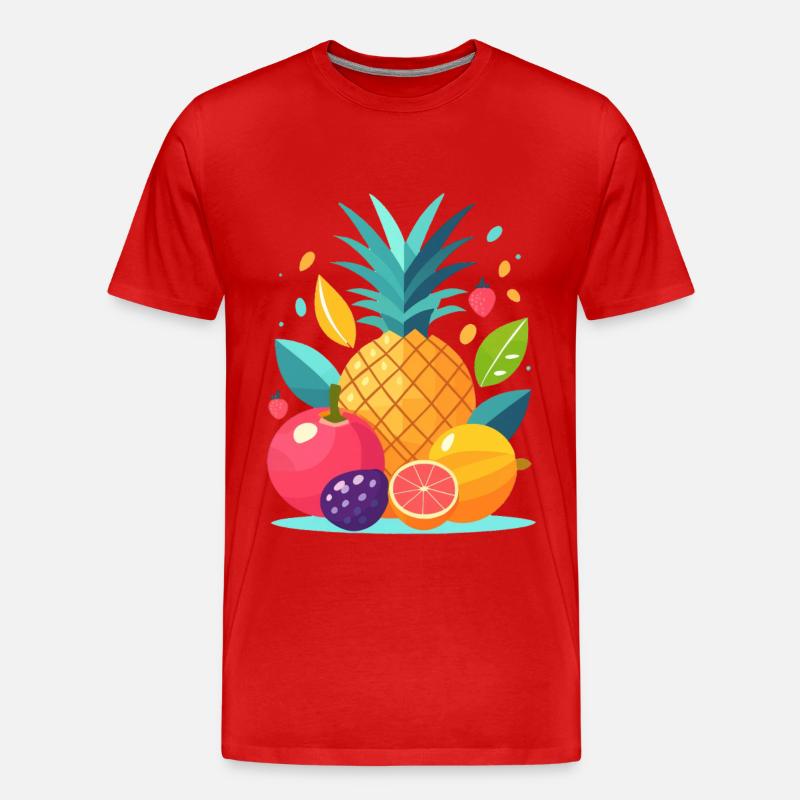 Obst im Flat Design - Männer Premium Bio T-Shirt - Rot