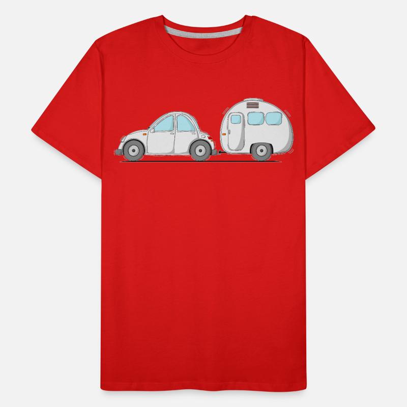 Auto mit Wohnwagen Grau Männer Premium Bio T-Shirt