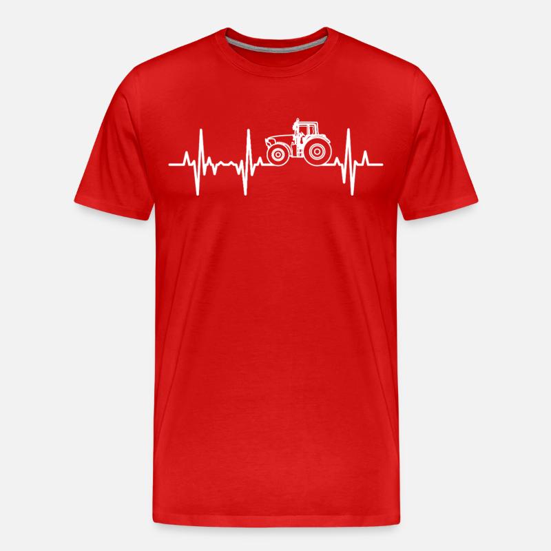 Traktor Herzfrequenz - Männer Premium Bio T-Shirt - Rot